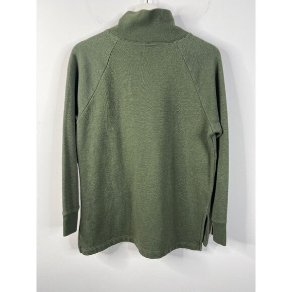 J Crew Small Green Button Collar Fleece Pullover Sweatshirt - Picture 2 of 10